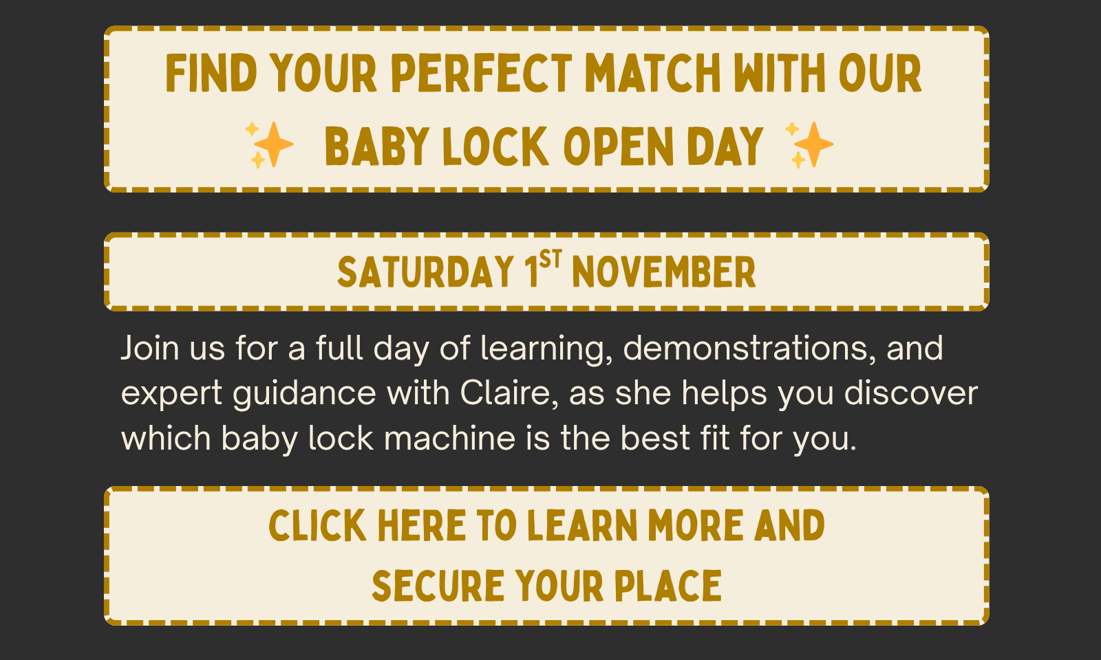 baby lock open day | 01/11/25
