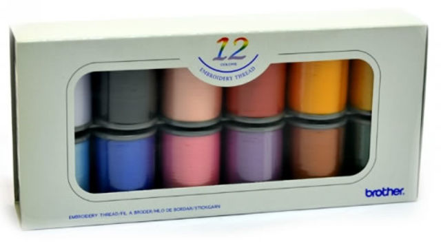 Brother Satin Finish Embroidery Thread Set (12 colours)