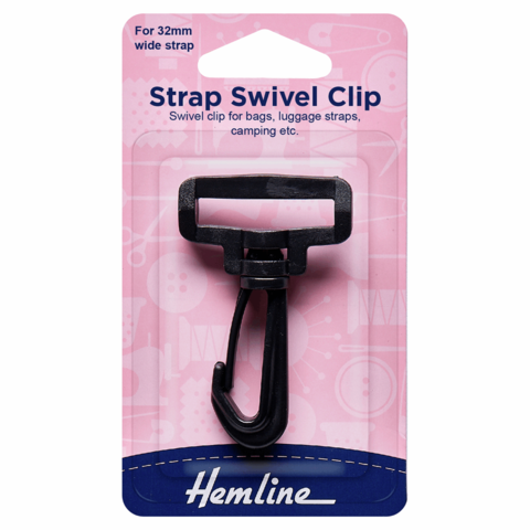 Hemline | 32mm Black Strap Swivel Clip