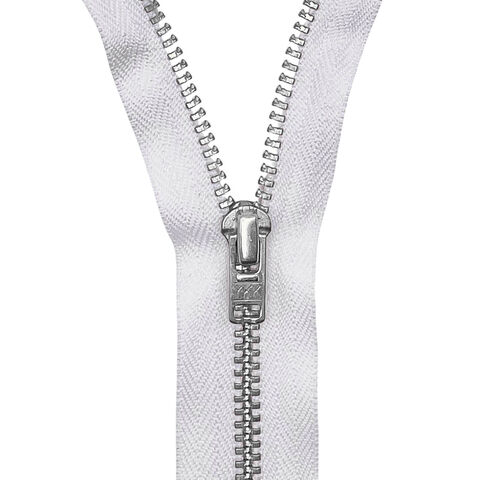 Habico YKK Silver Metal Skirt Zip in White