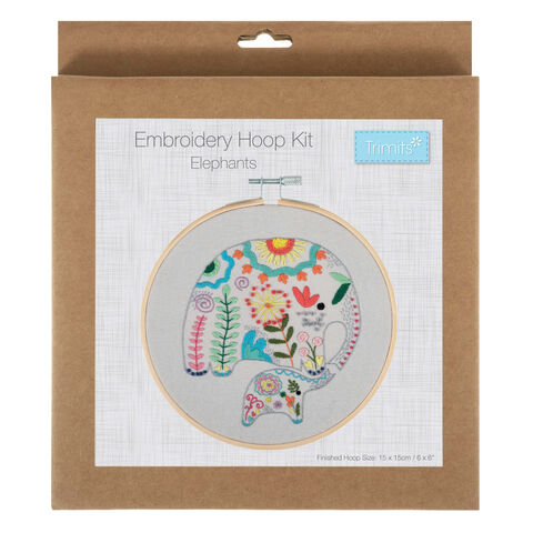 Trimits Embroidery Kit with Hoop: Elephants