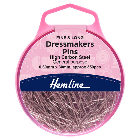 Hemline Fine & Long Dressmakers Pins 0.60mm