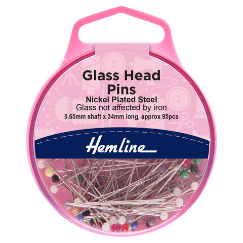 Hemline Glass Head Pins