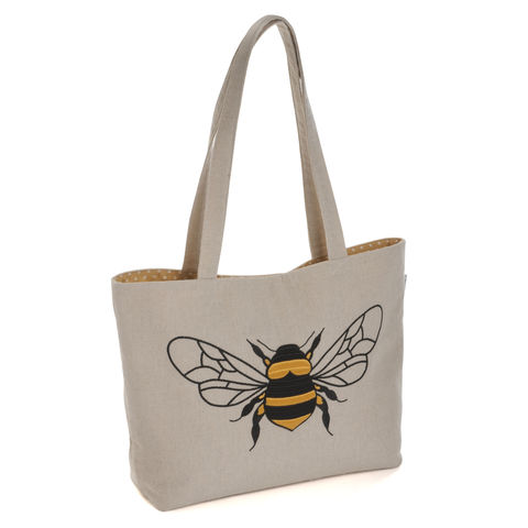 Hobby Gift | Applique Linen Bee Shoulder Tote