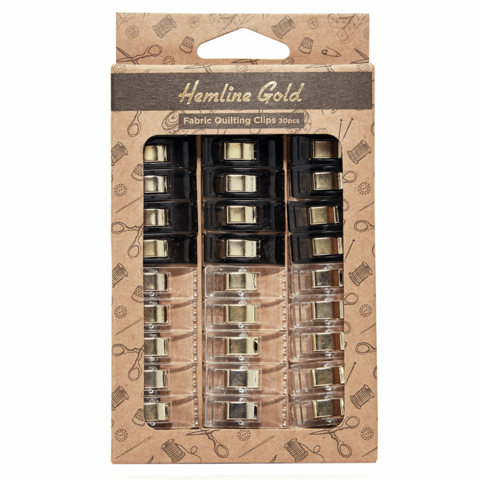 Hemline Gold Fabric Quilting Clips 30pcs