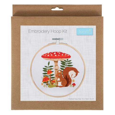 Trimits Embroidery Kit with Hoop: Toadstool Squirrel