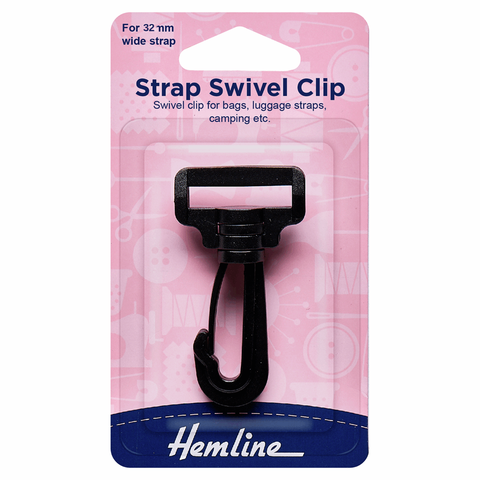 Hemline | 32mm Black Strap Swivel Clip