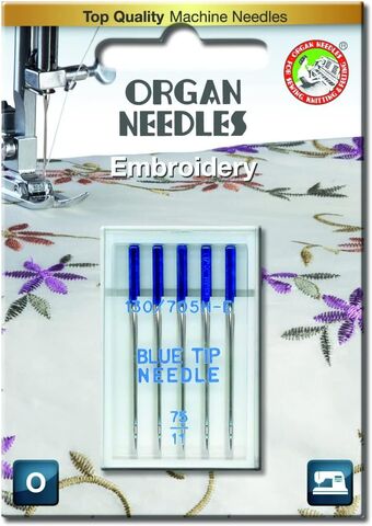 Organ Domestic Sewing Machine Needle - Blue-Tip for Embroidery