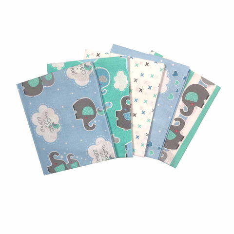 The Craft Cotton Co | Cutest Little Elephant Blue Fat Quarter Pack