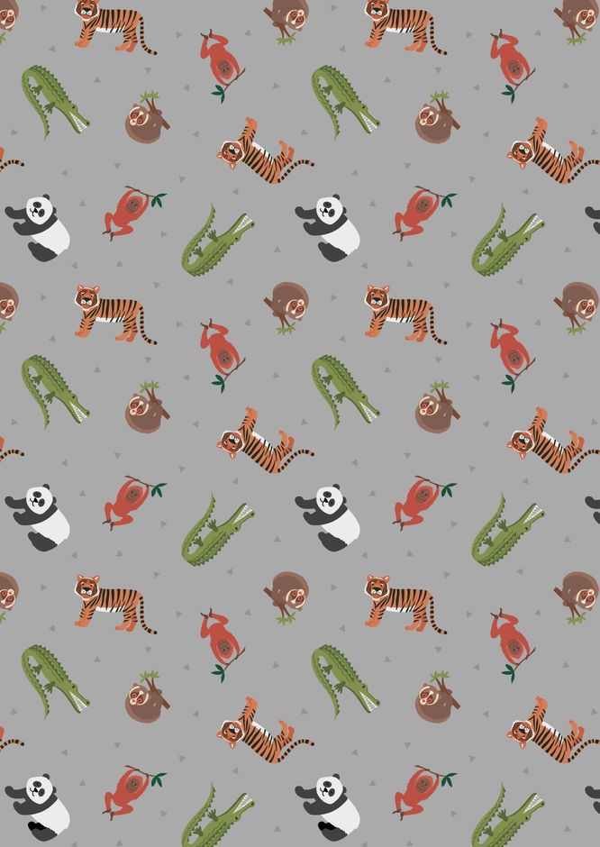 H172232 Asian Animals on grey