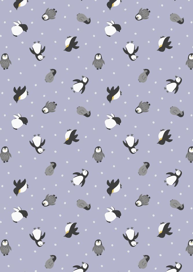 H173194 Penguins on iced lilac with pearl