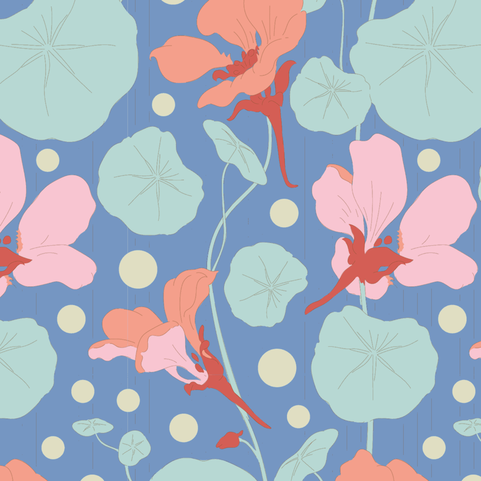 H172881 Nasturtium in blue