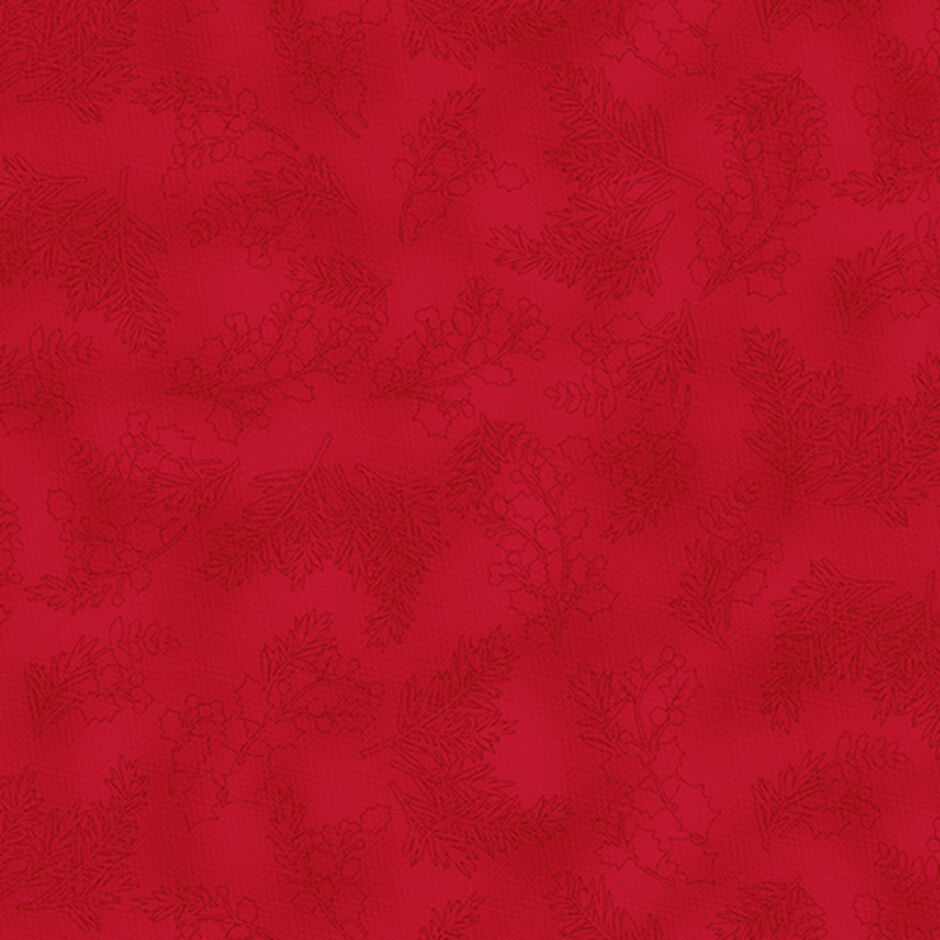 H173042 Pine and Holly on red