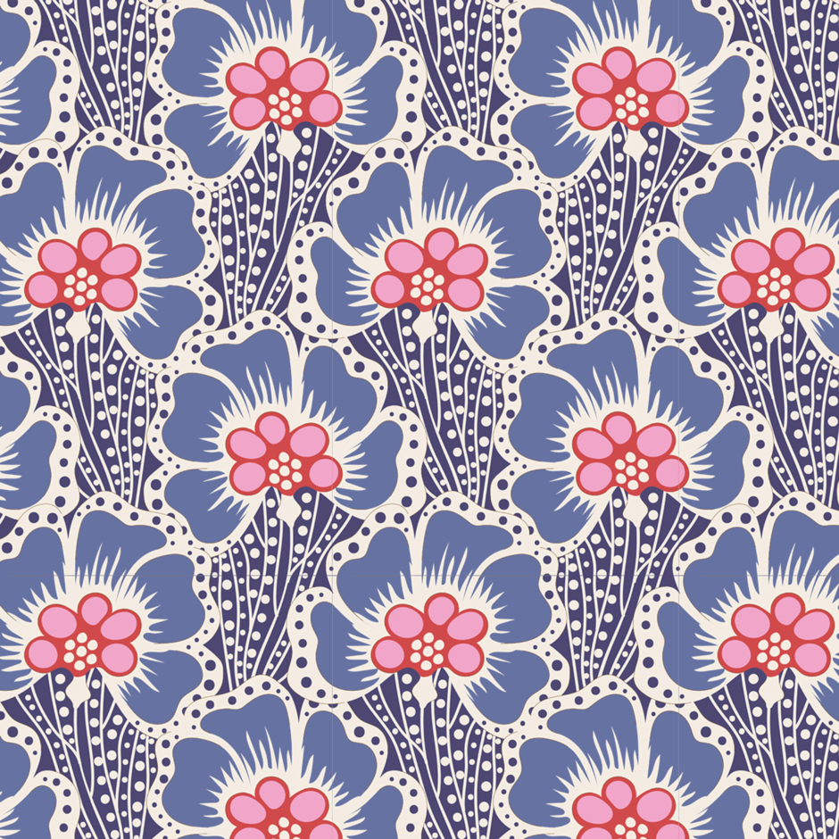 H173389 Ocean Flower blue
