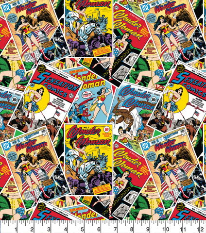 Visage Fabrics | Wonder Woman Comic Stack Toss