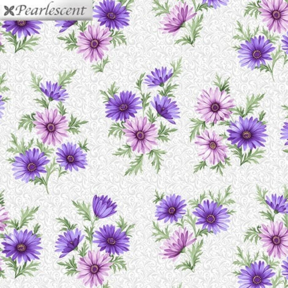 H174259 Daisies on silver scroll
