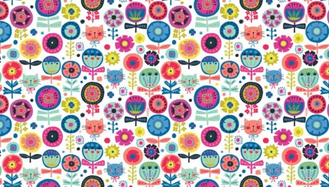 Roll Ends| Makower | Kitty Floral