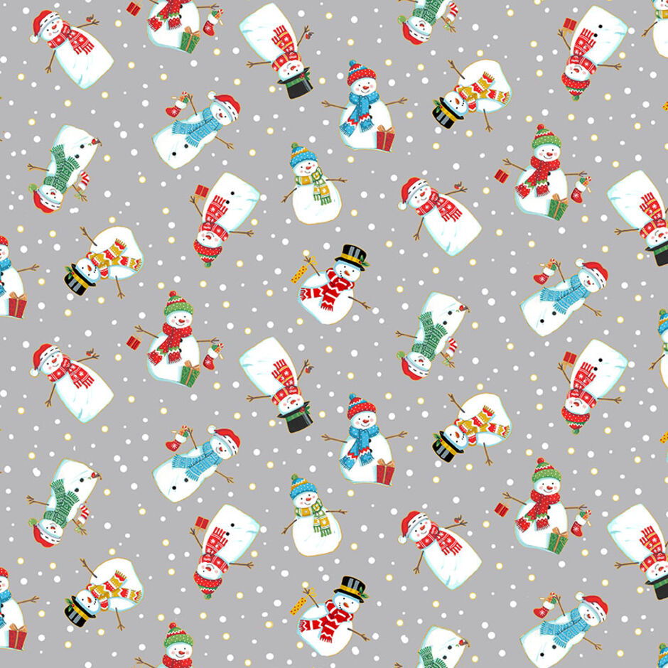 H173608 Merry Snowmen on grey