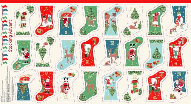 Makower | Merry Christmas Mini Stocking Advent Panel