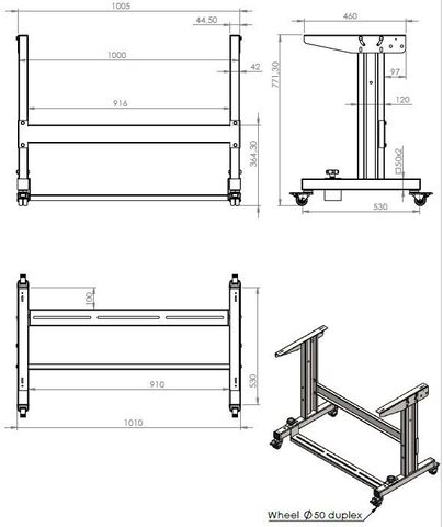 REX-12K-1005 unit stand with wheels (1005mm)