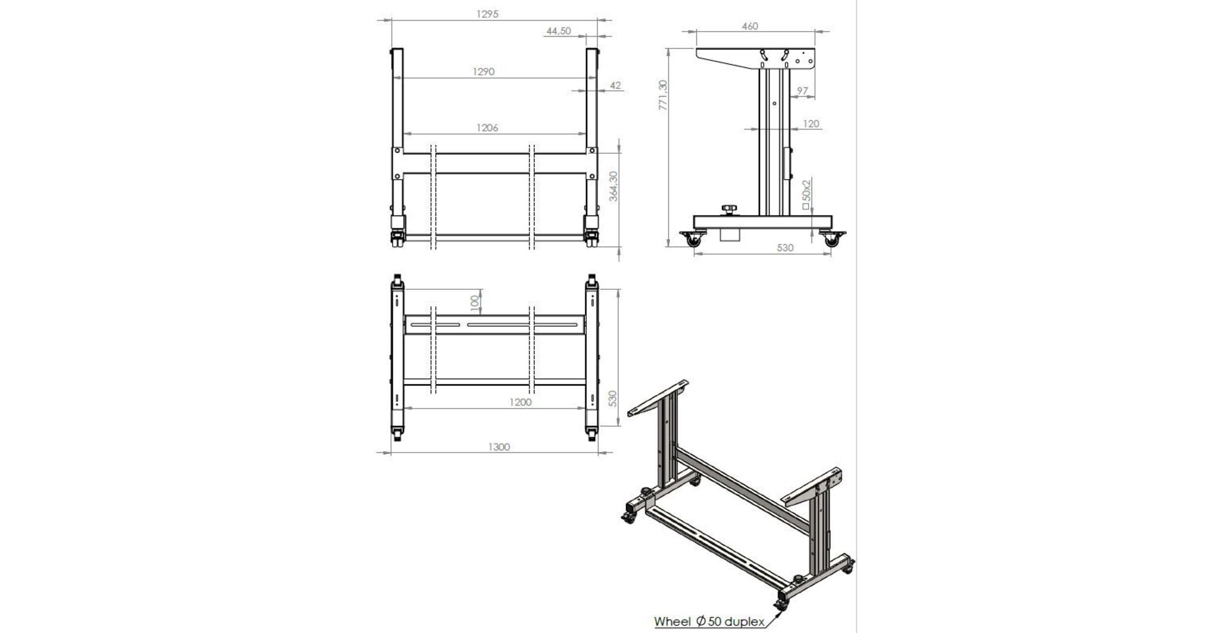 REX-12K-1295 unit stand with wheels (1295mm)