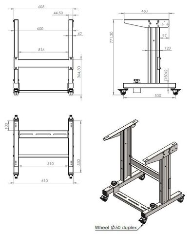 REX-12K-605 unit stand with wheels (605mm)