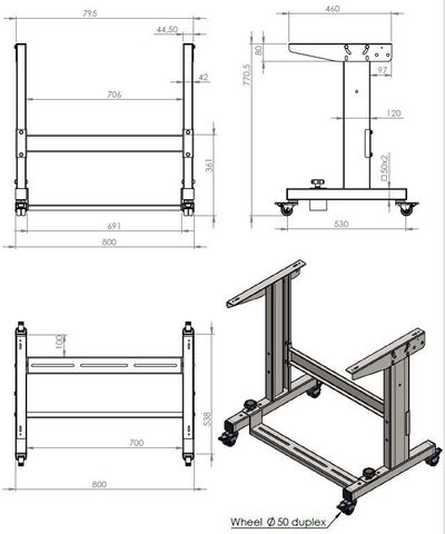 REX-12K-795 unit stand with wheels (795mm)
