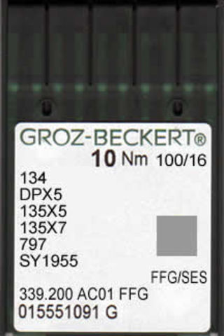 Groz Beckert - 134 FFG/SES Medium Ballpoint Industrial Sewing Machine Needle (Size 100)