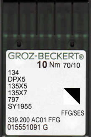 Groz Beckert – 134 FFG/SES Medium Ballpoint Industrial Sewing Machine Needle (Size 70)