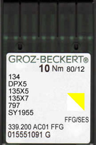 Groz Beckert – 134 FFG/SES Medium Ballpoint Industrial Sewing Machine Needle (Size 80)