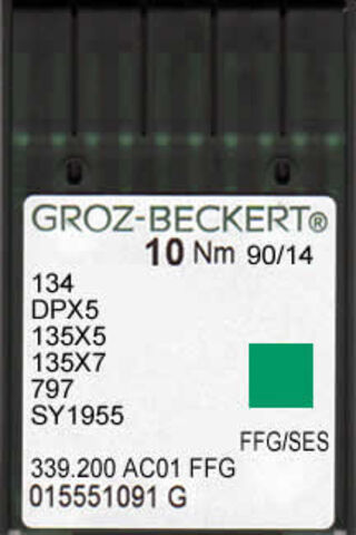 Groz Beckert – 134 FFG/SES Medium Ballpoint Industrial Sewing Machine Needle (Size 90)