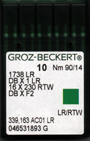 Groz Beckert – 16x230RTW (1738LR) Leather Point Industrial Sewing Machine Needle (Size 90)