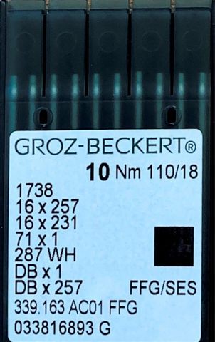 Groz Beckert – 16x231 FFG/SES Medium Ballpoint Industrial Sewing Machine Needle (Size 110)