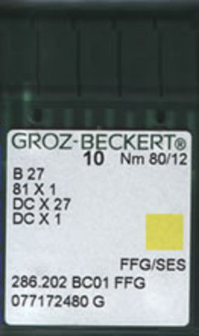 Groz Beckert – B27 FFG/SES Ballpoint Industrial Overlock Machine Needle (Size 80)