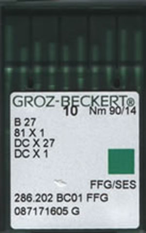 Groz Beckert – B27 FFG/SES Ballpoint Industrial Overlock Machine Needle (Size 90)