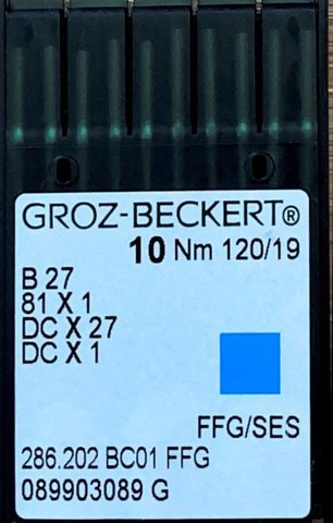 Groz Beckert – B27 FFG/SES Ballpoint Industrial Overlock Machine Needle (Size 120)