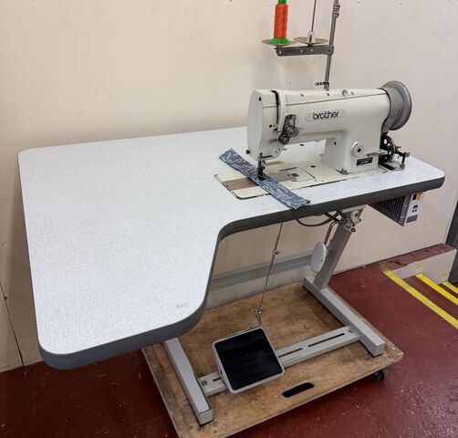 Brother B837 walking foot Industrial Sewing Machine - White - L shaped top (Used)