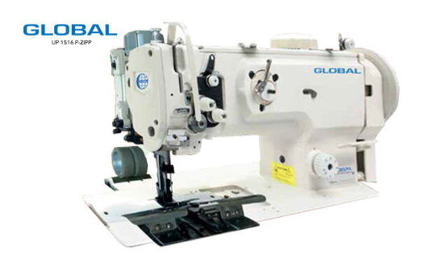 Global UP1516-P-Zip Twin Needle walking foot Industrial Sewing Machine (Used)